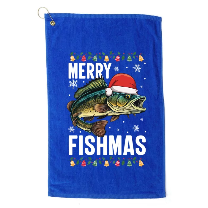 Merry Fishmas Funny Fishing Christmas Pajama Fishers Xmas Gift Platinum Collection Golf Towel