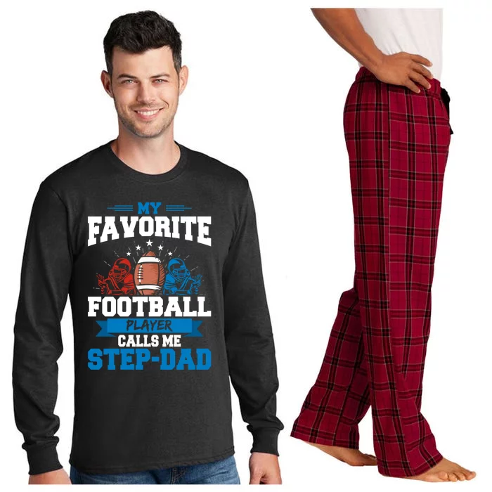 My Favorite Football Player Calls Me Stepcool Giftdad Stepdad Gift Long Sleeve Pajama Set