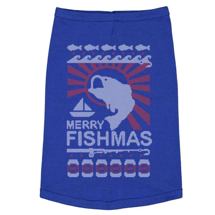 Merry Fishmas Funny Fishing Ugly Christmas Gift Doggie Tank