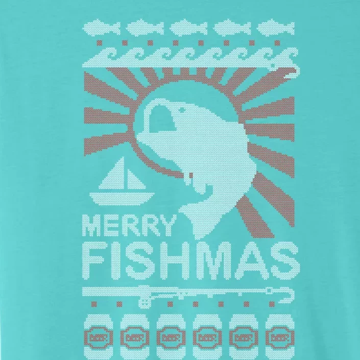 Merry Fishmas Funny Fishing Ugly Christmas Gift ChromaSoft Performance T-Shirt