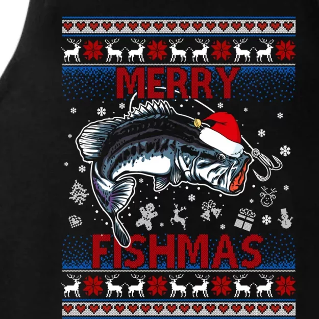 Merry Fishmas Funny Merry Fishmas Fisher Christmas Costume Gift Ladies Tri-Blend Wicking Tank