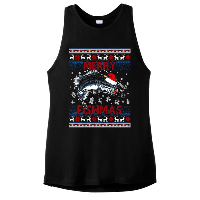 Merry Fishmas Funny Merry Fishmas Fisher Christmas Costume Gift Ladies Tri-Blend Wicking Tank