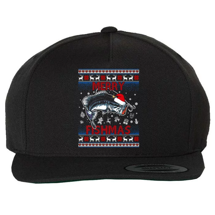 Merry Fishmas Funny Merry Fishmas Fisher Christmas Costume Gift Wool Snapback Cap