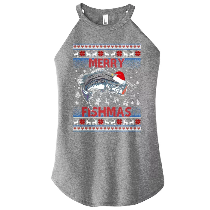 Merry Fishmas Funny Merry Fishmas Fisher Christmas Costume Gift Women’s Perfect Tri Rocker Tank