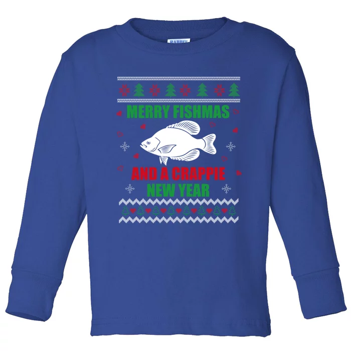 Merry Fishmas Fishing Funny Xmas Crappie For Fisher Gift Toddler Long Sleeve Shirt