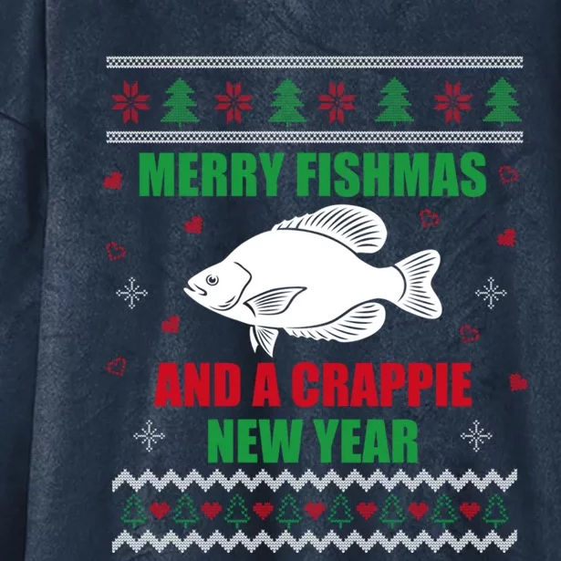 Merry Fishmas Fishing Funny Xmas Crappie For Fisher Gift Hooded Wearable Blanket