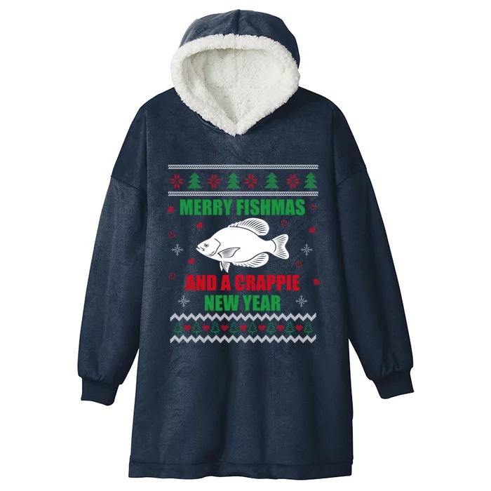 Merry Fishmas Fishing Funny Xmas Crappie For Fisher Gift Hooded Wearable Blanket