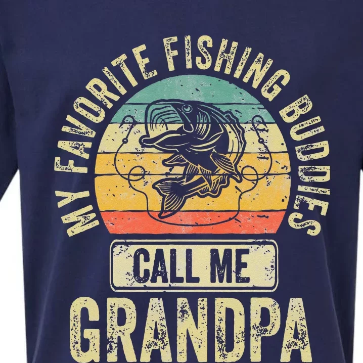 My Favorite Fishing Buddies Call Me Grandpa Fisherman Sueded Cloud Jersey T-Shirt