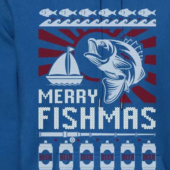 Merry Fishmas Fishing Ugly Merry Christmas Xmas Costume Gift Meaningful Gift Premium Hoodie