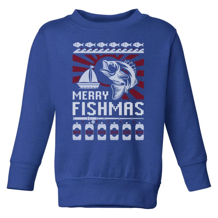 Merry Fishmas Fishing Ugly Merry Christmas Xmas Costume Gift Meaningful Gift Toddler Sweatshirt