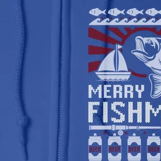 Merry Fishmas Fishing Ugly Merry Christmas Xmas Costume Gift Meaningful Gift Full Zip Hoodie