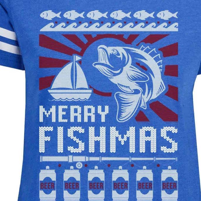 Merry Fishmas Fishing Ugly Merry Christmas Xmas Costume Gift Meaningful Gift Enza Ladies Jersey Football T-Shirt