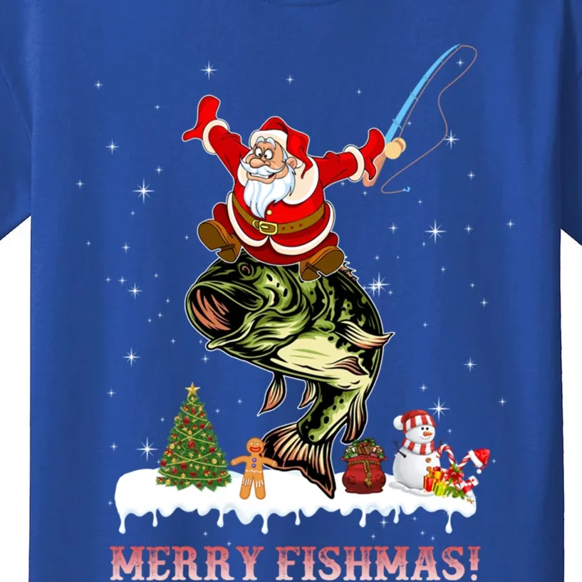 Merry Fishmas Fishing Santa Fish Fisher Christmas Great Gift Kids T-Shirt