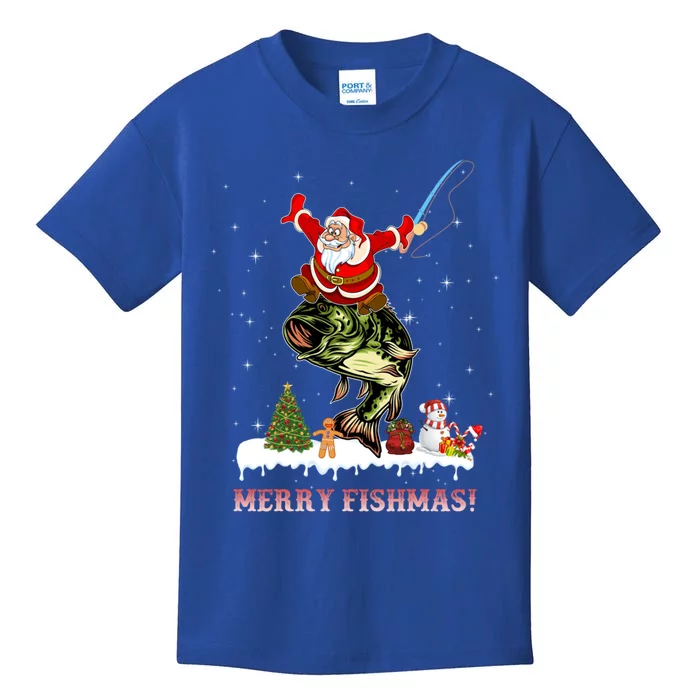 Merry Fishmas Fishing Santa Fish Fisher Christmas Great Gift Kids T-Shirt