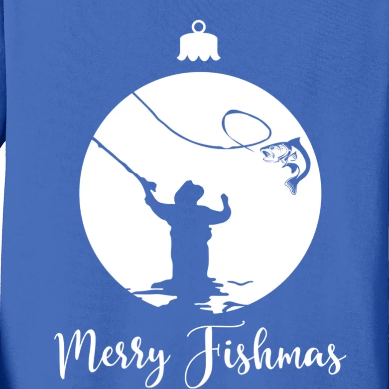 Merry Fishmas For Fisher And Anglers Gift Kids Long Sleeve Shirt