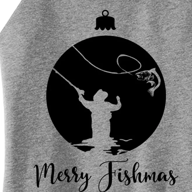 Merry Fishmas For Fisher And Anglers Gift Women’s Perfect Tri Rocker Tank