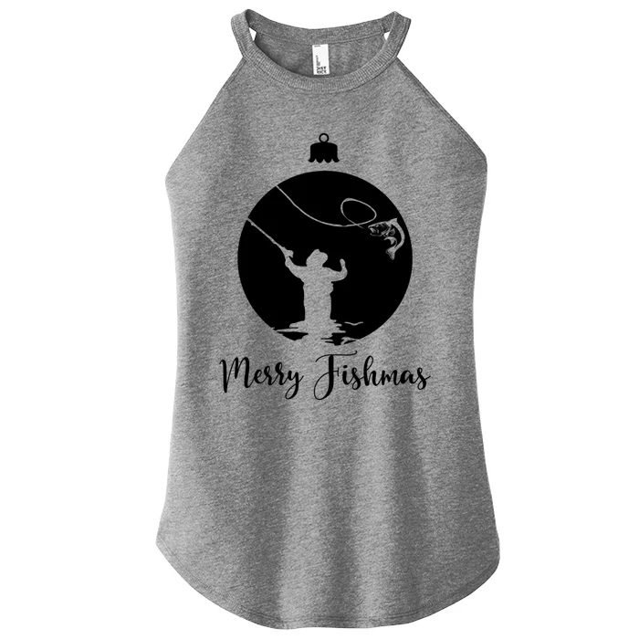 Merry Fishmas For Fisher And Anglers Gift Women’s Perfect Tri Rocker Tank