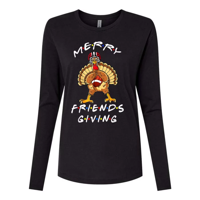 Merry Friendsgiving Football Shirt Christmas & Thanksgiving Womens Cotton Relaxed Long Sleeve T-Shirt