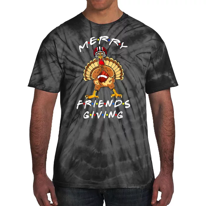 Merry Friendsgiving Football Shirt Christmas & Thanksgiving Tie-Dye T-Shirt