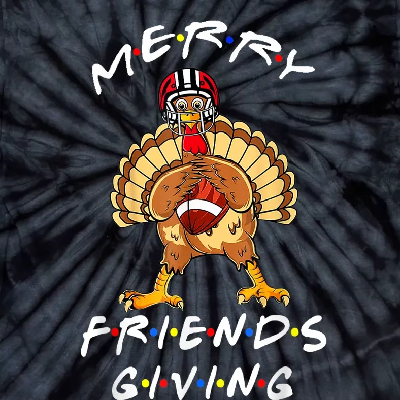 Merry Friendsgiving Football Shirt Christmas & Thanksgiving Tie-Dye T-Shirt