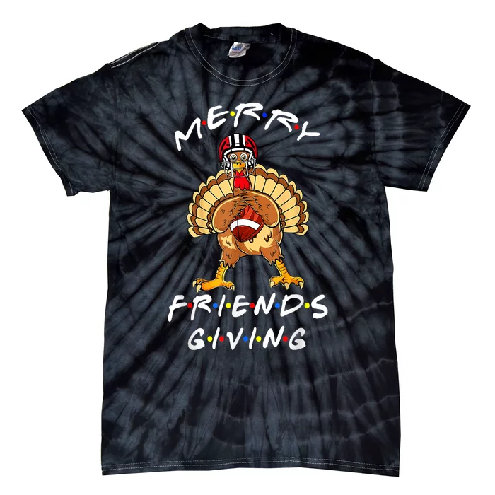 Merry Friendsgiving Football Shirt Christmas & Thanksgiving Tie-Dye T-Shirt