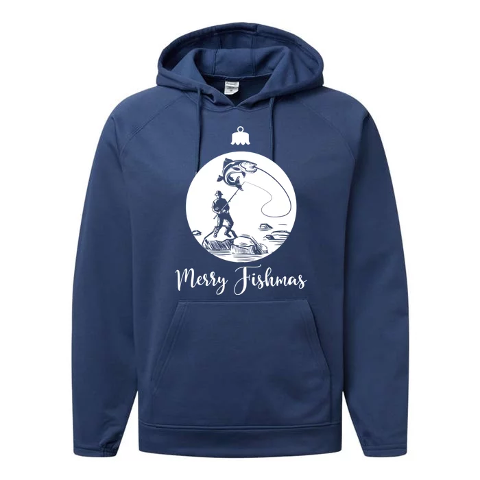 Merry Fishmas For Fishing And Fishing Gift Performance Fleece Hoodie