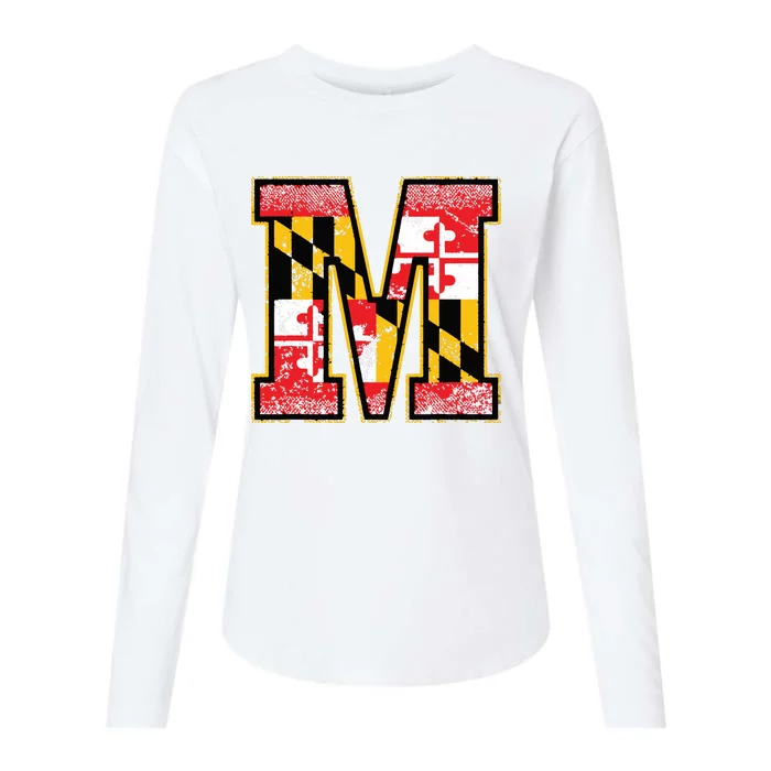 Maryland Flag For Girl Women Vintage Maryland Womens Cotton Relaxed Long Sleeve T-Shirt