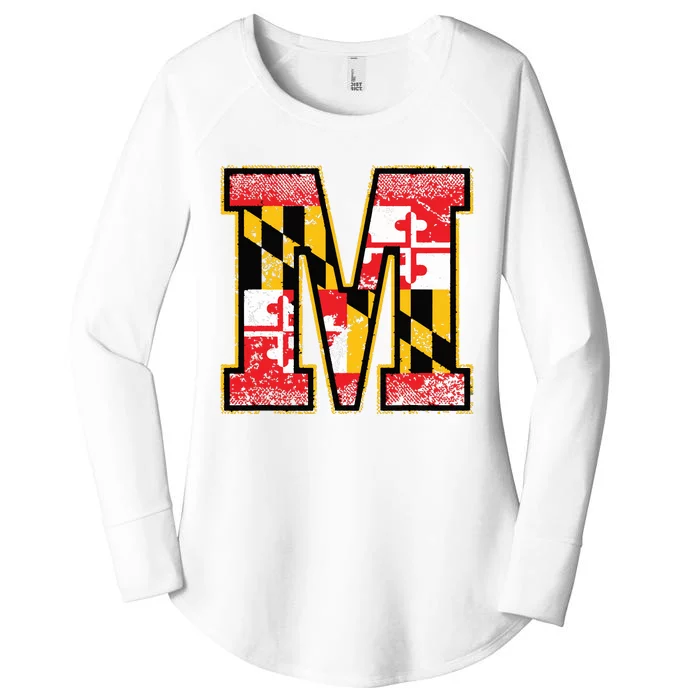 Maryland Flag For Girl Women Vintage Maryland Women's Perfect Tri Tunic Long Sleeve Shirt