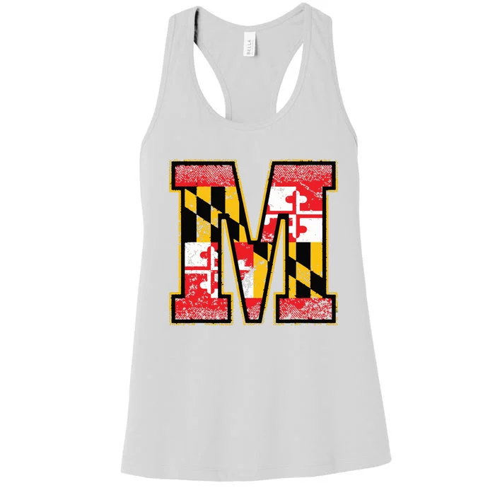 Maryland Flag For Girl Women Vintage Maryland Women's Racerback Tank