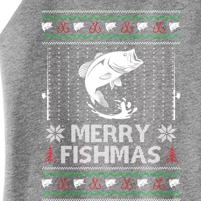 Merry Fishmas Funny Xmas Gift For Dad Fishing Ugly Christmas Cute Gift Women’s Perfect Tri Rocker Tank