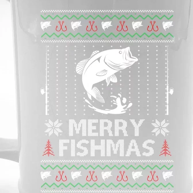 Merry Fishmas Funny Xmas Gift For Dad Fishing Ugly Christmas Cute Gift Front & Back Beer Stein