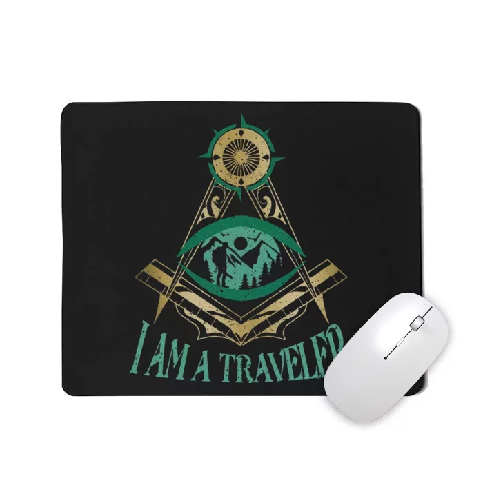 Masonic Freemasonry Fraternal Square Compass I Am A Traveler Mousepad