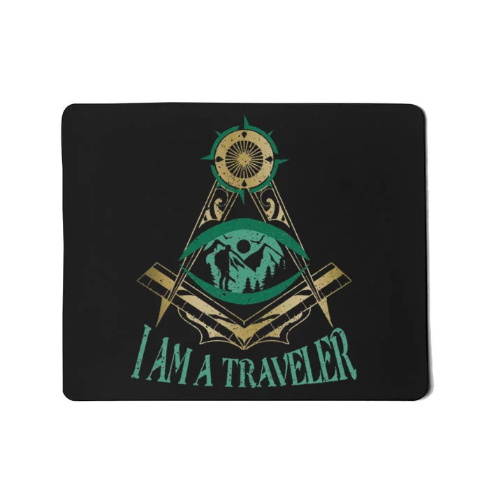 Masonic Freemasonry Fraternal Square Compass I Am A Traveler Mousepad