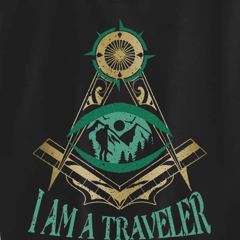 Masonic Freemasonry Fraternal Square Compass I Am A Traveler Kids Sweatshirt