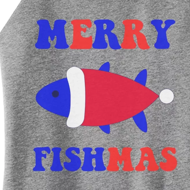 Merry Fishmas Funny Christmas Fishing Xmas Great Gift Women’s Perfect Tri Rocker Tank