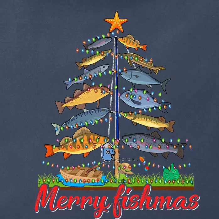 Merry Fishmas Funny Fisher Christmas Tree Fishing Pajama Zip Tote Bag