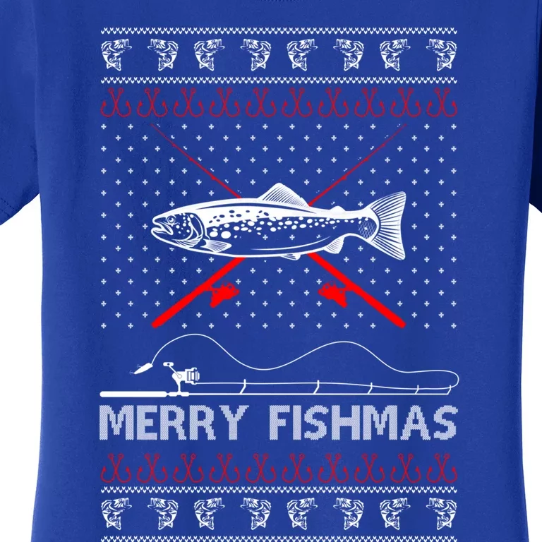 Merry Fishmas Funny Xmas Gift For Dad Fishing Ugly Christmas Gift Women's T-Shirt