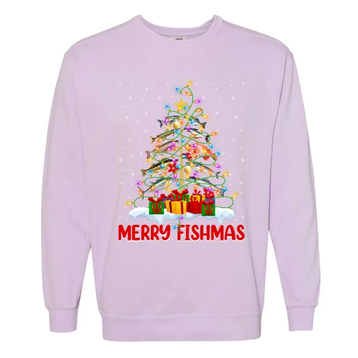 Merry Fishmas Funny Christmas Tree Fishing Lover Meaningful Gift Garment-Dyed Sweatshirt