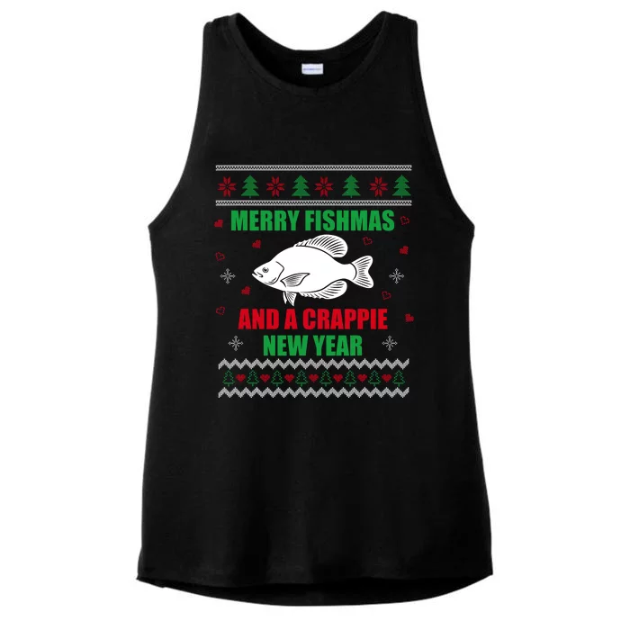 Merry Fishmas Fishing Funny Xmas Crappie For Fisherman Ladies Tri-Blend Wicking Tank