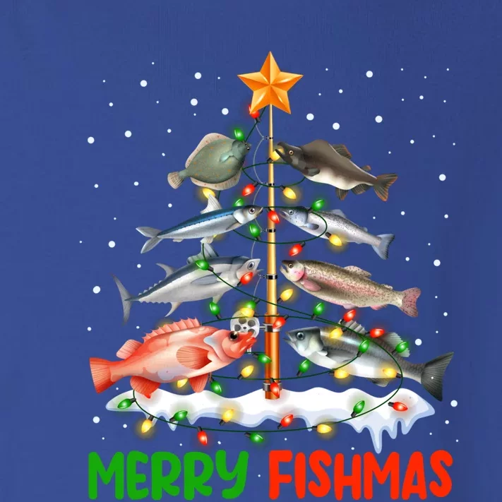 Merry Fishmas Funny Christmas Tree Lights Fish Fishing Rod Cool Gift Toddler Long Sleeve Shirt