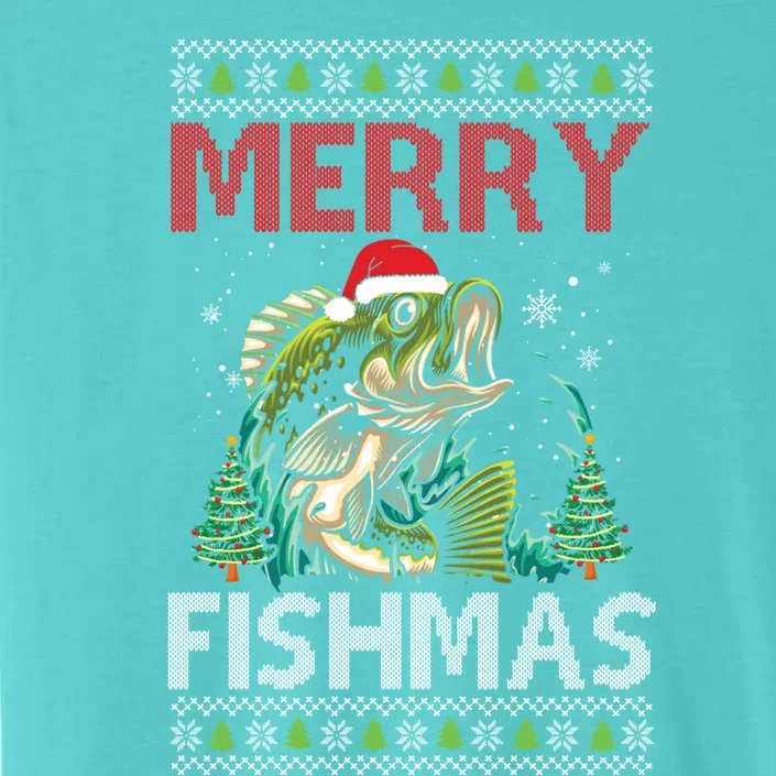 Merry Fishmas Fishing Ugly Christmas Large Mouth Bass ChromaSoft Performance T-Shirt