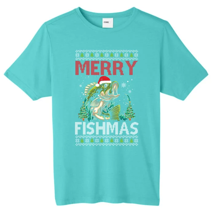 Merry Fishmas Fishing Ugly Christmas Large Mouth Bass ChromaSoft Performance T-Shirt