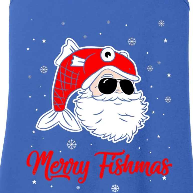 Merry Fishmas Funny Fish Fishing Fisher Christmas Xmas Cool Gift Ladies Essential Tank