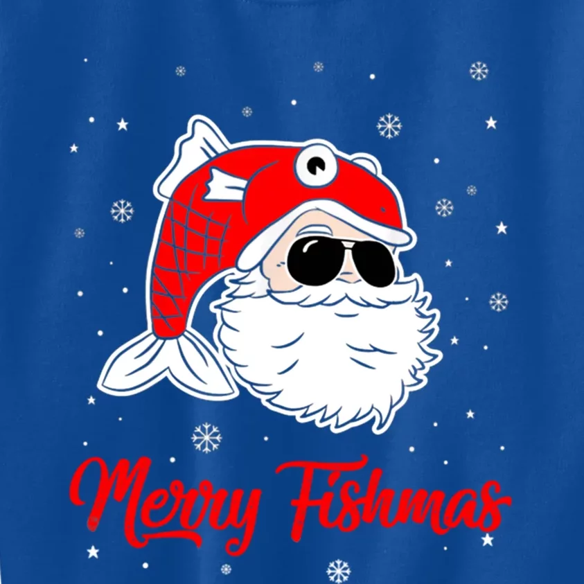 Merry Fishmas Funny Fish Fishing Fisher Christmas Xmas Cool Gift Kids Sweatshirt