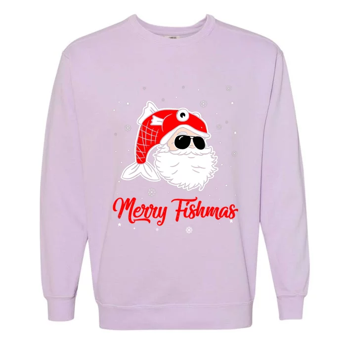 Merry Fishmas Funny Fish Fishing Fisher Christmas Xmas Cool Gift Garment-Dyed Sweatshirt