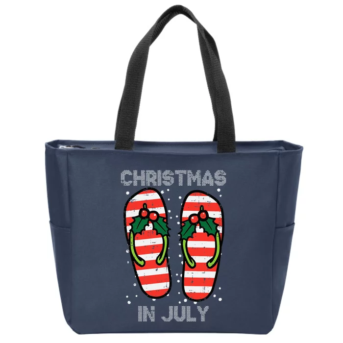 Mistletoe Flip Flops Christmas In Jully Summer Xmas Zip Tote Bag