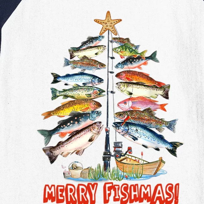 Merry Fishmas Funny Fish Fishing Fisher Christmas Xmas Meaningful Gift Baseball Sleeve Shirt