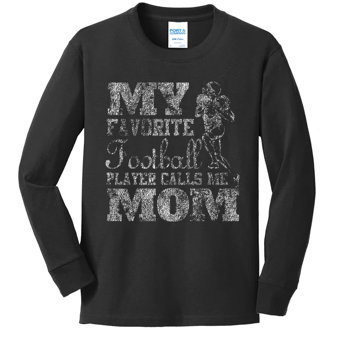 My Favorite Football Player Calls Me Mom Kids Long Sleeve Shirt