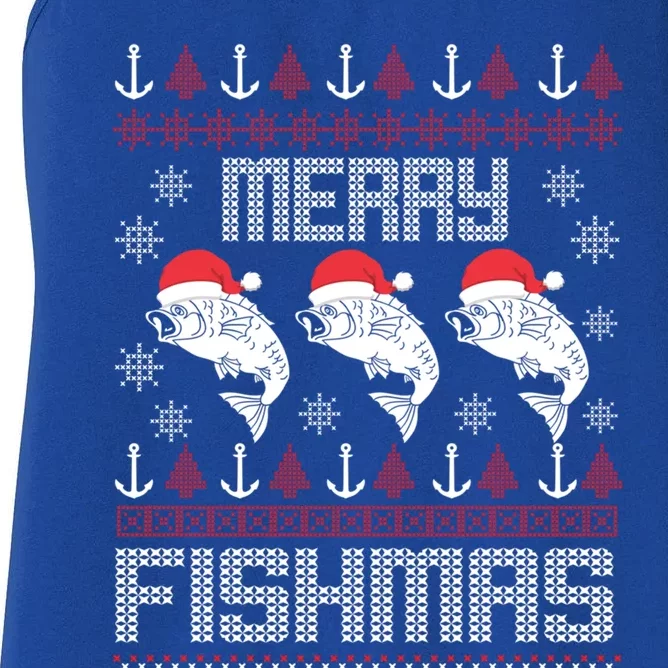 Merry Fishmas Fishing Christmas Funny Xmas Gift Women's Racerback Tank