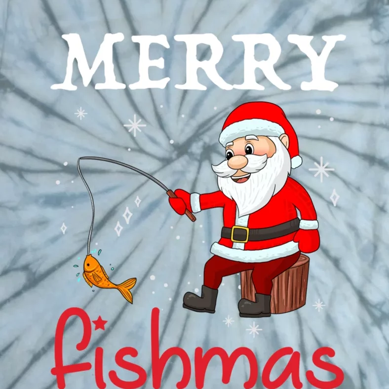 Merry Fishmas Funny Santa Claus Fishing Puns Christmas Fish Tie-Dye T-Shirt